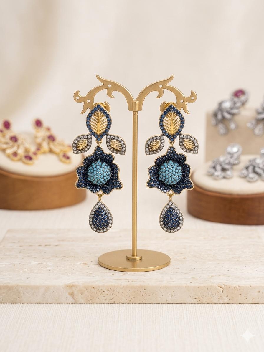 Blue Zircon Drop Earings