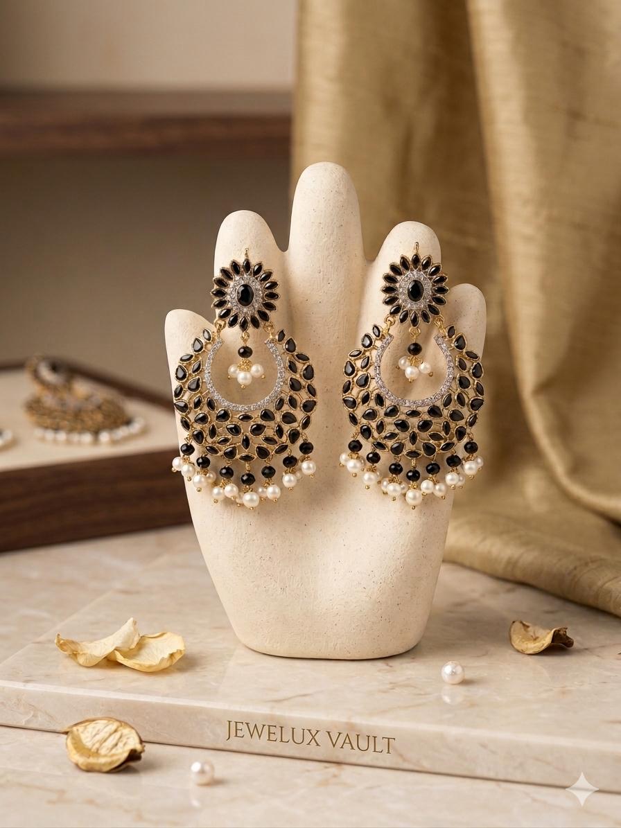 Black Stone Ethnic Earings