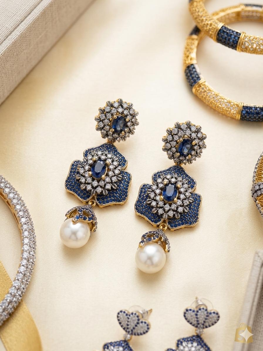 Sapphire Blue Drop Earings